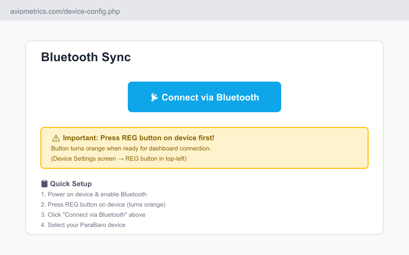 Dashboard Connection Screen