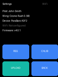 ParaBaro Settings Screen v4.0.1