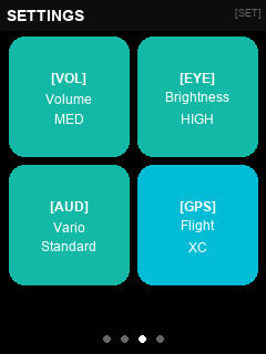 ParaBaro settings screen