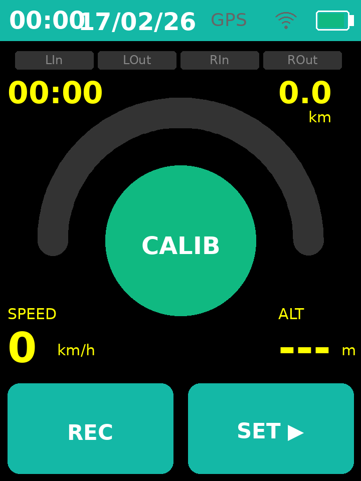 ParaBaro flight screen on first boot